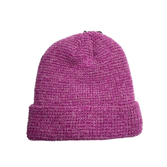 Yea.Nice Beanie Soft Acrylic Heather Pink Folded Waffle Weave Beanie Hat Cap - Picture 3 of 3